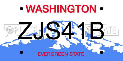 ZJS41B Washington License Plate