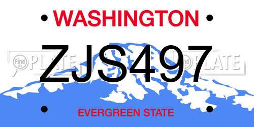 ZJS497 Washington License Plate