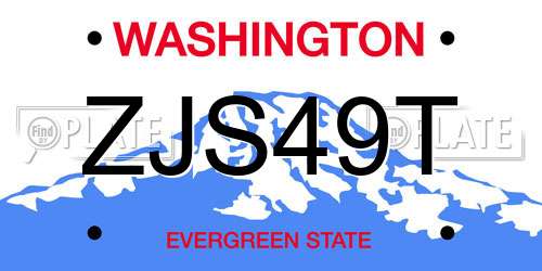 ZJS49T Washington License Plate