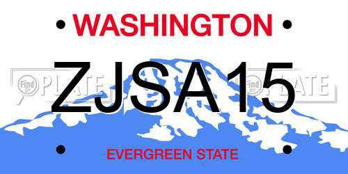 ZJSA15 Washington License Plate