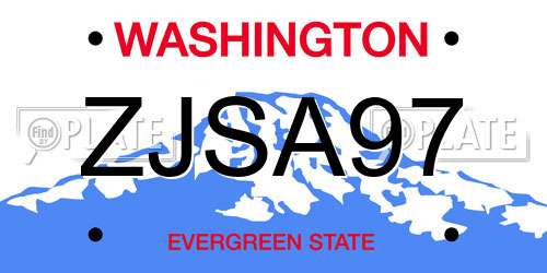 ZJSA97 Washington License Plate