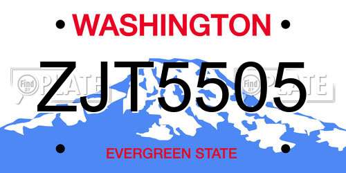 ZJT5505 Washington License Plate