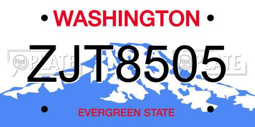 ZJT8505 Washington License Plate