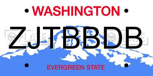 ZJTBBDB Washington License Plate