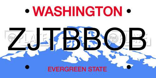 ZJTBBOB Washington License Plate
