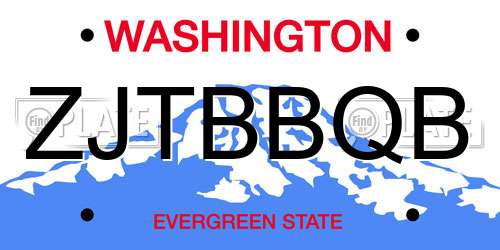 ZJTBBQB Washington License Plate