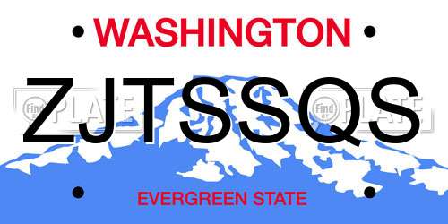 ZJTSSQS Washington License Plate