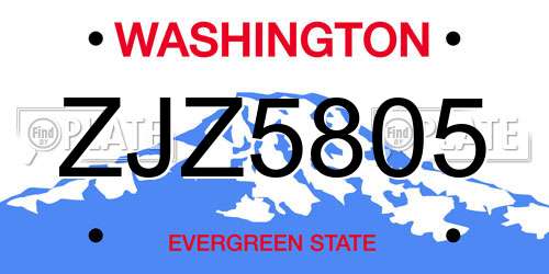 ZJZ5805 Washington License Plate