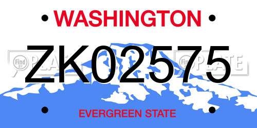 ZK02575 Washington License Plate