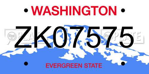 ZK07575 Washington License Plate