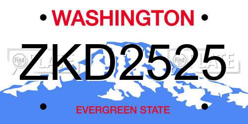 ZKD2525 Washington License Plate