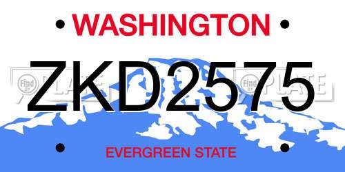 ZKD2575 Washington License Plate