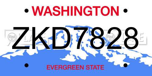 ZKD7828 Washington License Plate