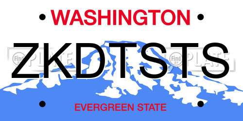 ZKDTSTS Washington License Plate