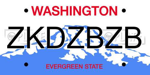 ZKDZBZB Washington License Plate