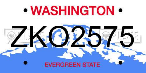 ZKO2575 Washington License Plate