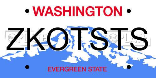 ZKOTSTS Washington License Plate