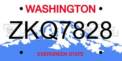ZKQ7828 Washington License Plate