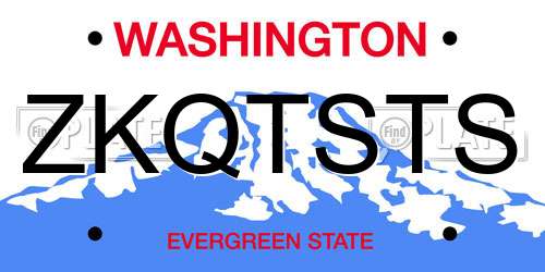 ZKQTSTS Washington License Plate