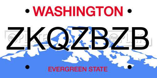 ZKQZBZB Washington License Plate