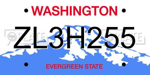 ZL3H255 Washington License Plate