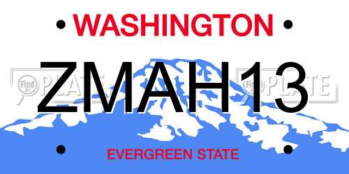 ZMAH13 Washington License Plate