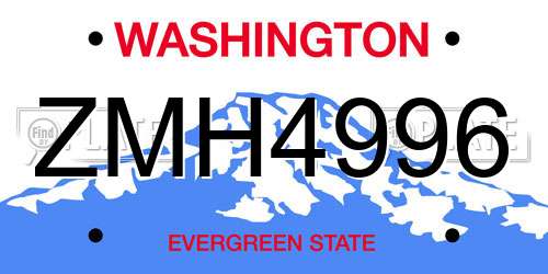 ZMH4996 Washington License Plate