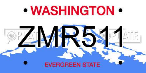ZMR511 Washington License Plate