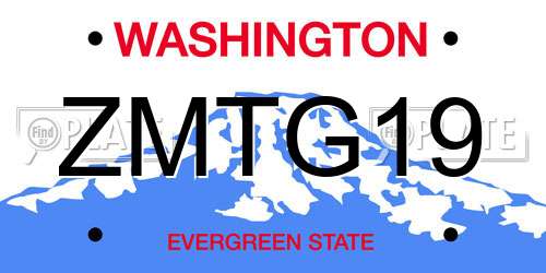 ZMTG19 Washington License Plate