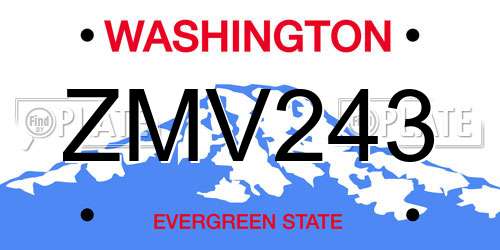 ZMV243 Washington License Plate
