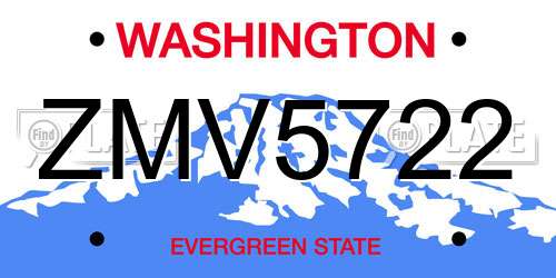 ZMV5722 Washington License Plate
