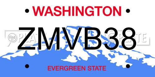 ZMVB38 Washington License Plate