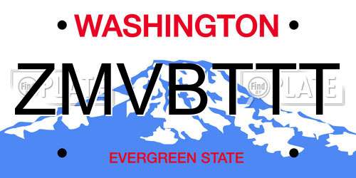 ZMVBTTT Washington License Plate