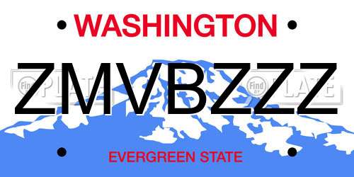 ZMVBZZZ Washington License Plate