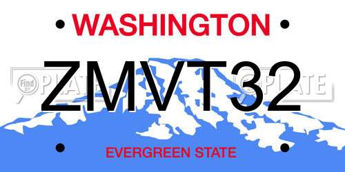 ZMVT32 Washington License Plate