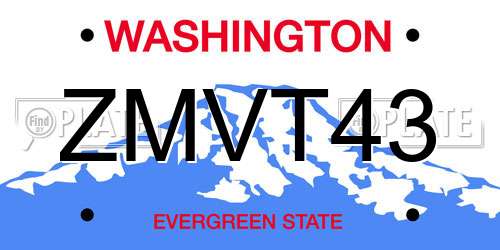 ZMVT43 Washington License Plate
