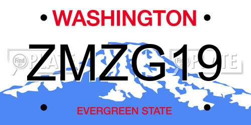 ZMZG19 Washington License Plate
