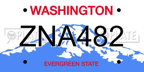 ZNA482 Washington License Plate