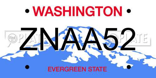 ZNAA52 Washington License Plate