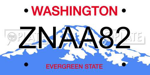 ZNAA82 Washington License Plate