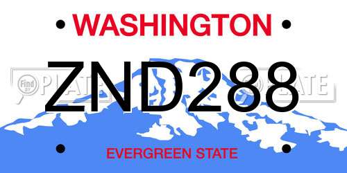 ZND288 Washington License Plate
