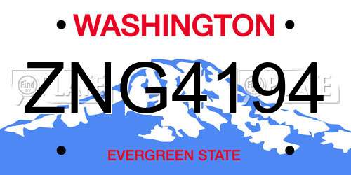 ZNG4194 Washington License Plate