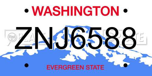 ZNJ6588 Washington License Plate