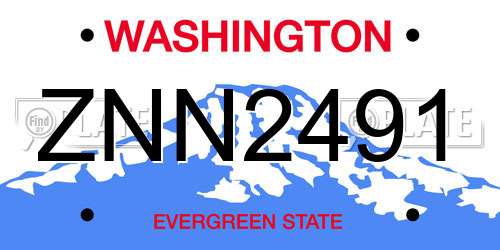 ZNN2491 Washington License Plate