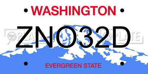 ZNO32D Washington License Plate