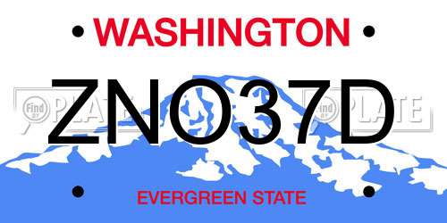 ZNO37D Washington License Plate