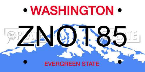 ZNOT85 Washington License Plate