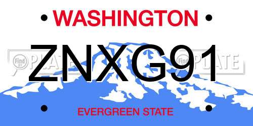 ZNXG91 Washington License Plate