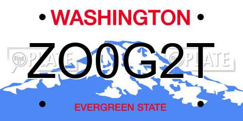 ZO0G2T Washington License Plate