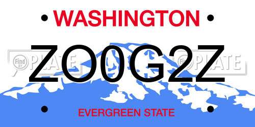 ZO0G2Z Washington License Plate